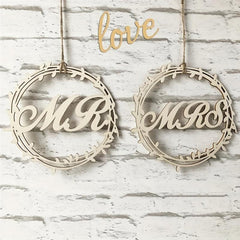 2pcs Wooden Wedding Chair Back MR MRS Decor Hook