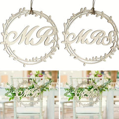 2pcs Wooden Wedding Chair Back MR MRS Decor Hook