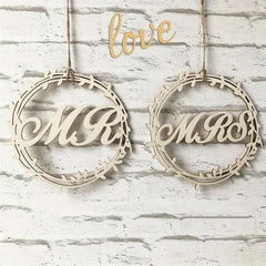 2pcs Wooden Wedding Chair Back MR MRS Decor Hook