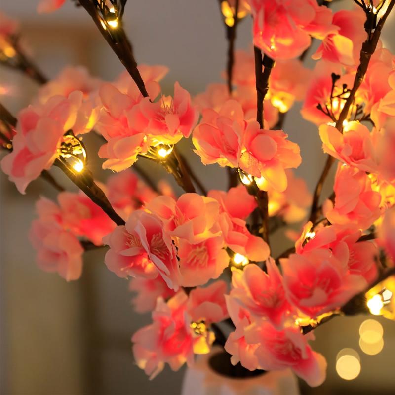 Peach Blossom Tree Branch Light Home Garden Decor LED Light Not Included
