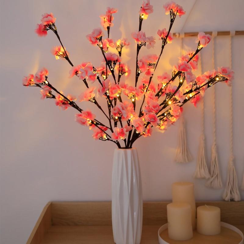 Peach Blossom Tree Branch Light Home Garden Decor LED Light Not Included