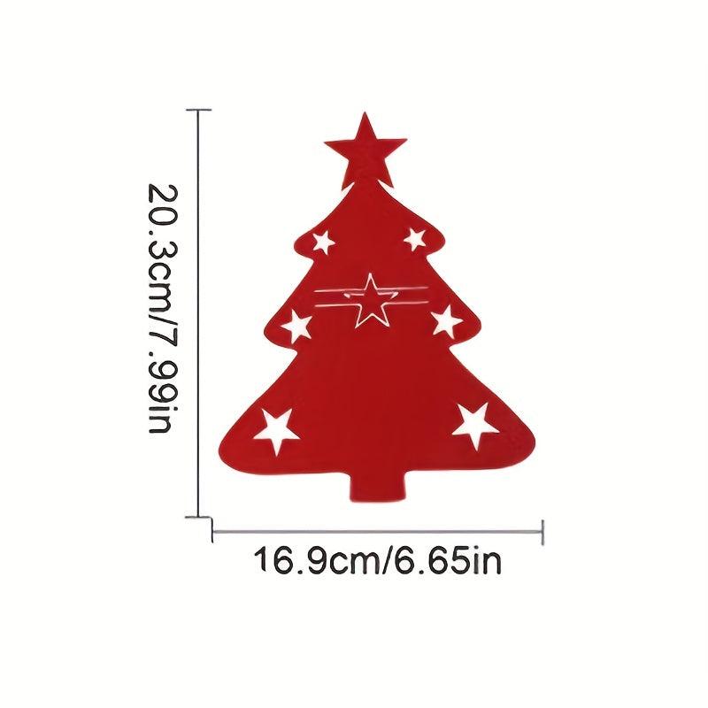 12pcs Christmas Cutlery Bag Red Green Tree Felt Fork