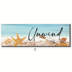 Ocean Beach Bathroom Wall Decor Wooden Relax Soak Relax Breathe Wall Art