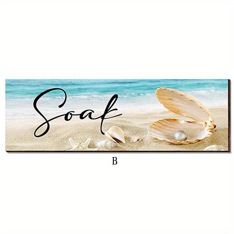 Ocean Beach Bathroom Wall Decor Wooden Relax Soak Relax Breathe Wall Art