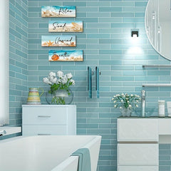 Ocean Beach Bathroom Wall Decor Wooden Relax Soak Relax Breathe Wall Art