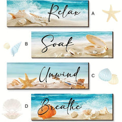 Ocean Beach Bathroom Wall Decor Wooden Relax Soak Relax Breathe Wall Art