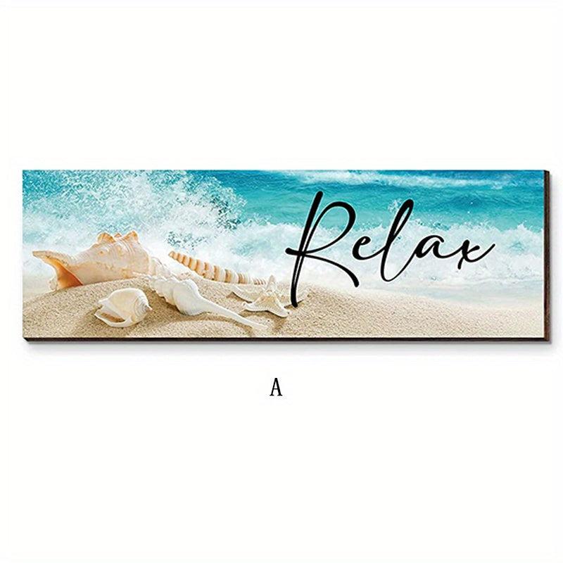 Ocean Beach Bathroom Wall Decor Wooden Relax Soak Relax Breathe Wall Art