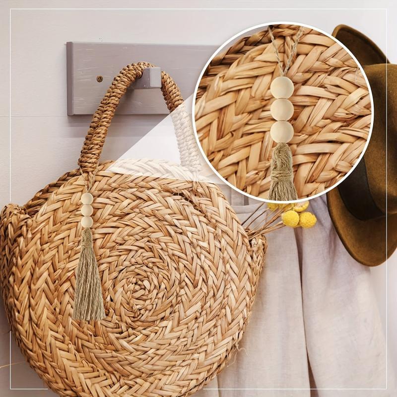 3 Pack Jute Rope Tassel With 3 Wood Beads for Christmas Tree DIY Craft
