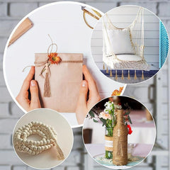 3 Pack Jute Rope Tassel With 3 Wood Beads for Christmas Tree DIY Craft