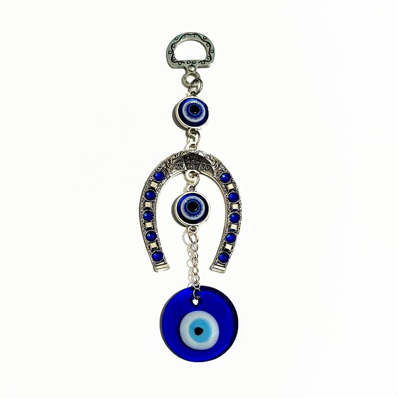 Devil's Eye Pendant Metal Horseshoe Car Interior Backpack Key Pendant