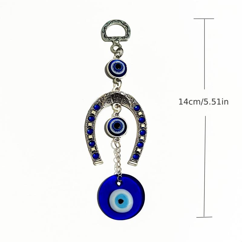 Devil's Eye Pendant Metal Horseshoe Car Interior Backpack Key Pendant