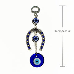 Devil's Eye Pendant Metal Horseshoe Car Interior Backpack Key Pendant