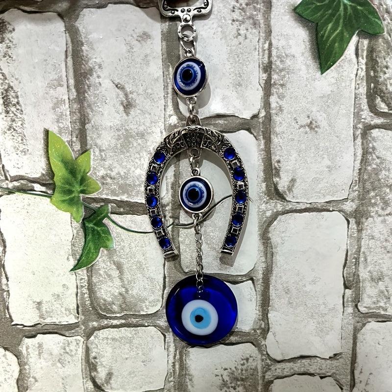 Devil's Eye Pendant Metal Horseshoe Car Interior Backpack Key Pendant