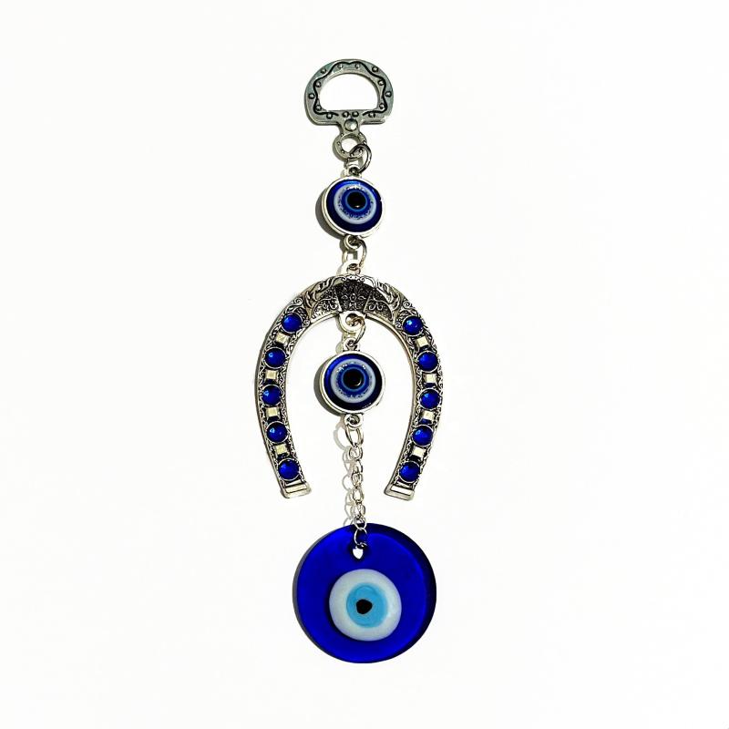 Devil's Eye Pendant Metal Horseshoe Car Interior Backpack Key Pendant
