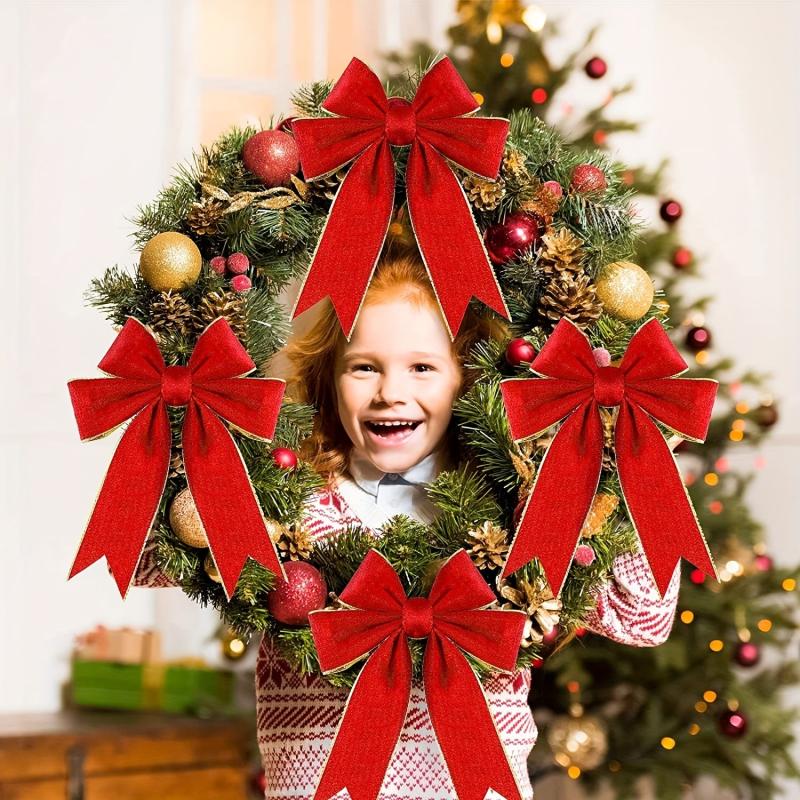 Christmas Velvet Ribbon Wired Edge Trim Craft Fabric Ribbon Xmas Bow Decoration