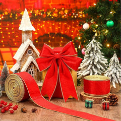 Christmas Velvet Ribbon Wired Edge Trim Craft Fabric Ribbon Xmas Bow Decoration