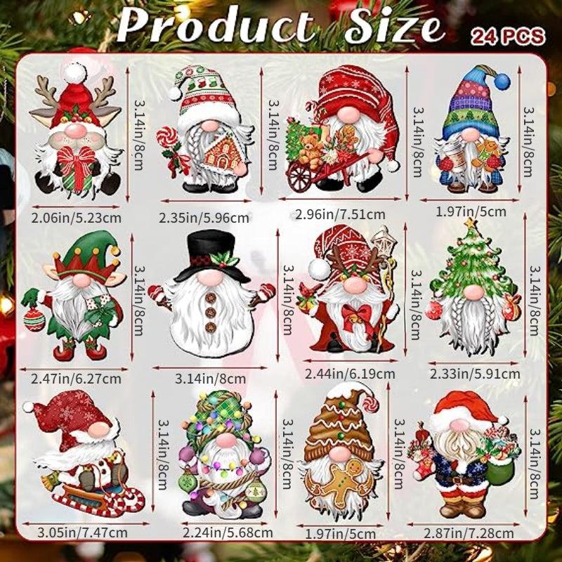 24pcs Wooden Christmas Santa & Gingerbread Candy Theme Party Decorations