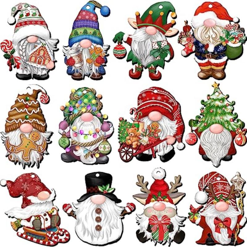 24pcs Wooden Christmas Santa & Gingerbread Candy Theme Party Decorations