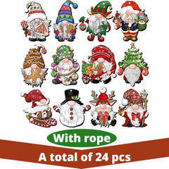 24pcs Wooden Christmas Santa & Gingerbread Candy Theme Party Decorations