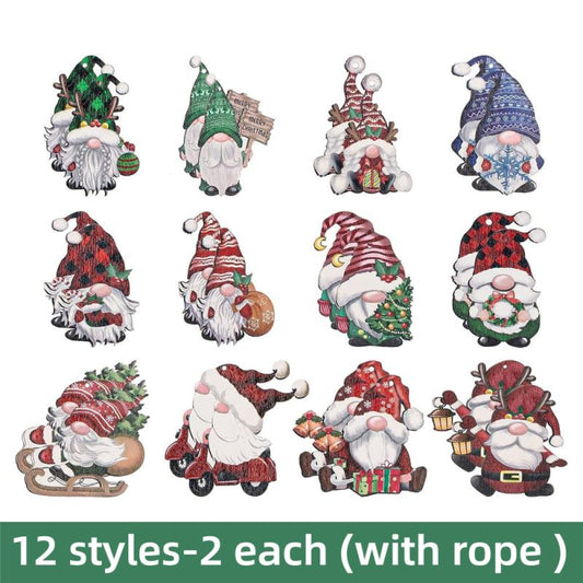 24pcs Colorful Santa Claus Hanging Decoration Pendant For Outdoor Party
