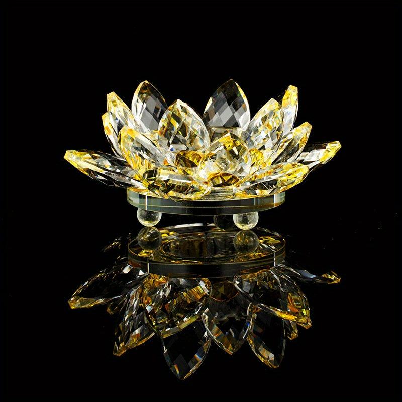 Crystal Lotus Flower Glass Tealight Candle Holder