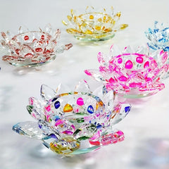 Crystal Lotus Flower Glass Tealight Candle Holder