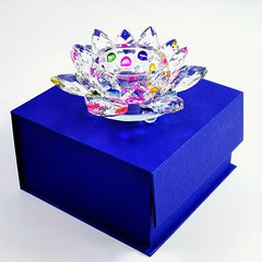 Crystal Lotus Flower Glass Tealight Candle Holder