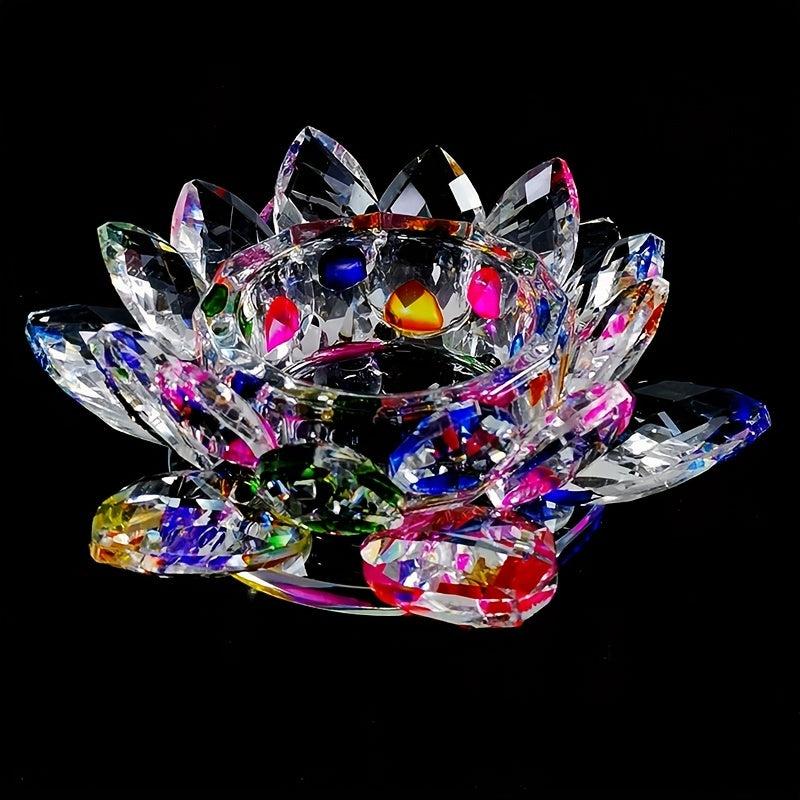 Crystal Lotus Flower Glass Tealight Candle Holder