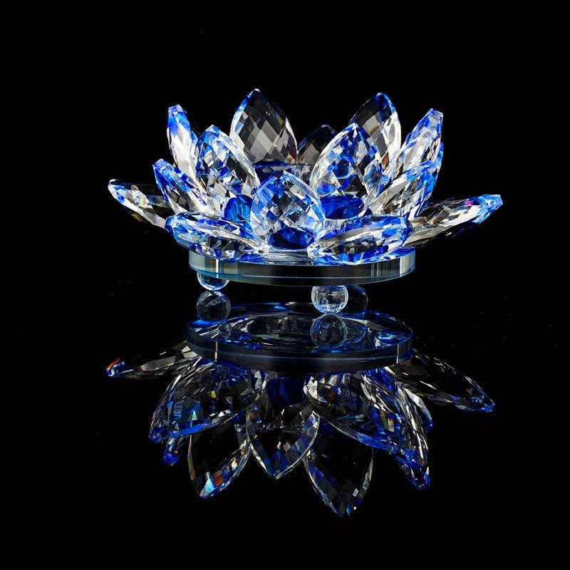 Crystal Lotus Flower Glass Tealight Candle Holder