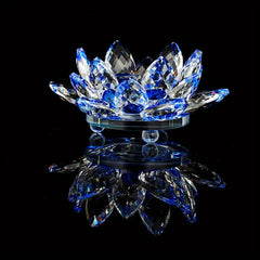 Crystal Lotus Flower Glass Tealight Candle Holder