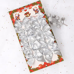 12pcs Mini Bow Christmas Tree Accessories Wedding Bouquets Cake Decor