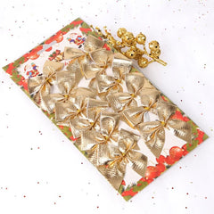 12pcs Mini Bow Christmas Tree Accessories Wedding Bouquets Cake Decor