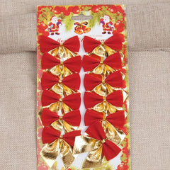 12pcs Mini Bow Christmas Tree Accessories Wedding Bouquets Cake Decor