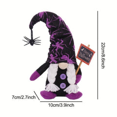 1pc Witch Gnomes Plush Halloween Decorations with Spider Bat Ornaments Elf