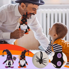 1pc Witch Gnomes Plush Halloween Decorations with Spider Bat Ornaments Elf