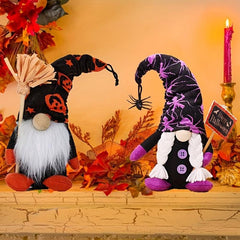 1pc Witch Gnomes Plush Halloween Decorations with Spider Bat Ornaments Elf