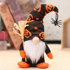 1pc Witch Gnomes Plush Halloween Decorations with Spider Bat Ornaments Elf