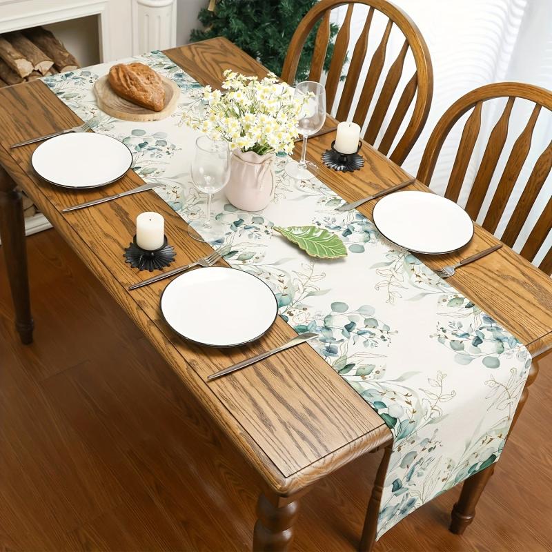 Eucalyptus Leaves Green Table Runner 13''x72'' Room Decor