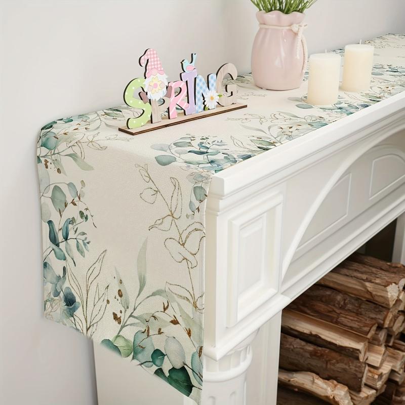 Eucalyptus Leaves Green Table Runner 13''x72'' Room Decor