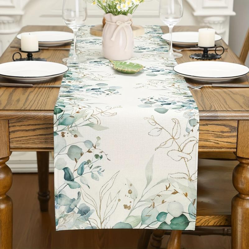 Eucalyptus Leaves Green Table Runner 13''x72'' Room Decor