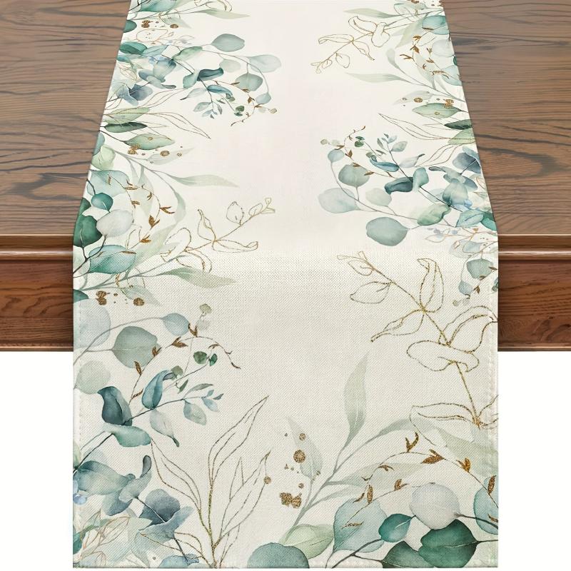 Eucalyptus Leaves Green Table Runner 13''x72'' Room Decor