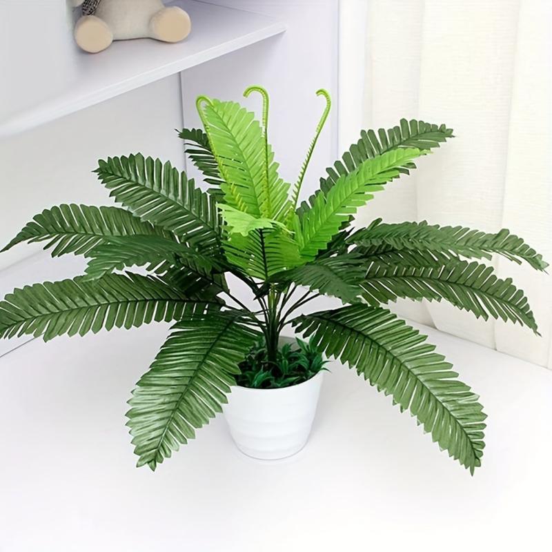 24 Head Iron Leaves Silk Cloth Green Planting Tree Loose Tail Palm Leaf