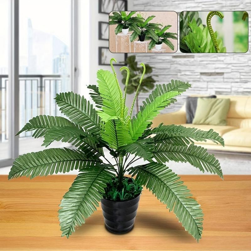 24 Head Iron Leaves Silk Cloth Green Planting Tree Loose Tail Palm Leaf