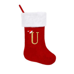 Christmas Stockings Red Velvet With Soft Plush Cuff Embroidered Xmas Stockings