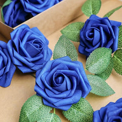25pcs Real Touch Sapphire Artificial Roses for Weddings and Birthdays