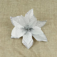 12pcs Gold Glitter Poinsettia Christmas Decorations