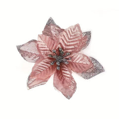 12pcs Gold Glitter Poinsettia Christmas Decorations