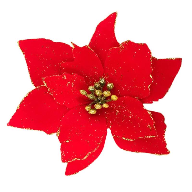 12pcs Gold Glitter Poinsettia Christmas Decorations