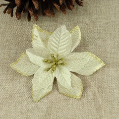 12pcs Gold Glitter Poinsettia Christmas Decorations