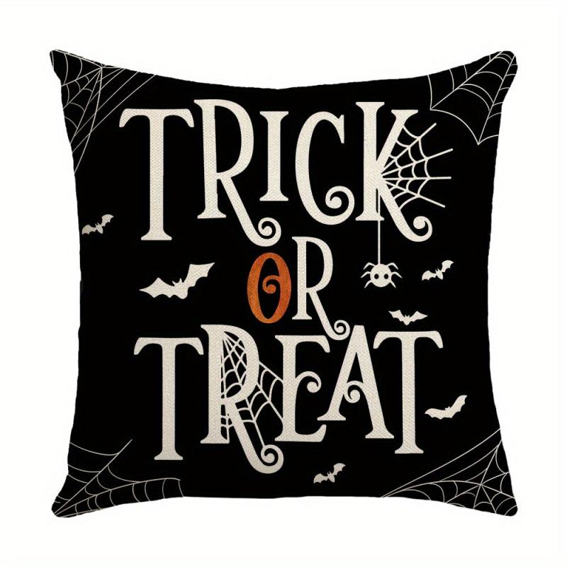Halloween Theme Linen Blend Throw Pillow Cover 44x44cm Home Decor